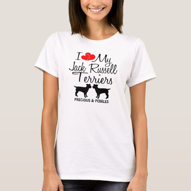 Camiseta Costume Amo Os Meus Dois Terristas Jack Russell (Frente)