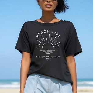 Camiseta Costume Beach Sunset Minimalist Modern Boho