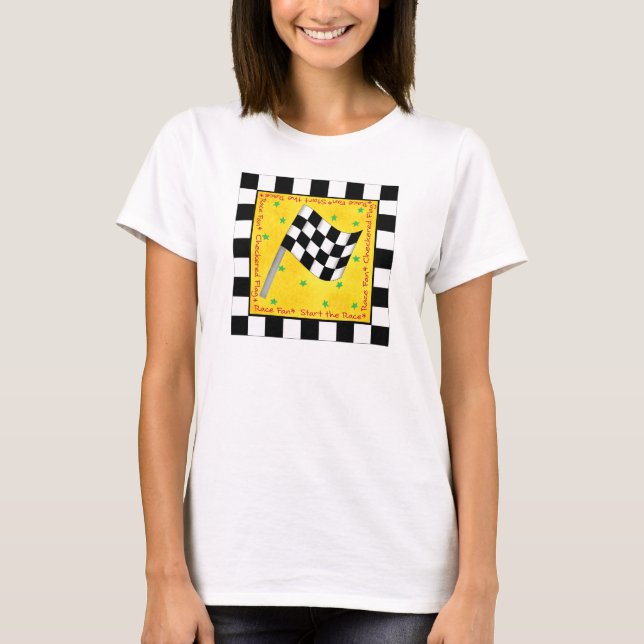 Camiseta Costume Checkered da bandeira do fã da raça da (Frente)