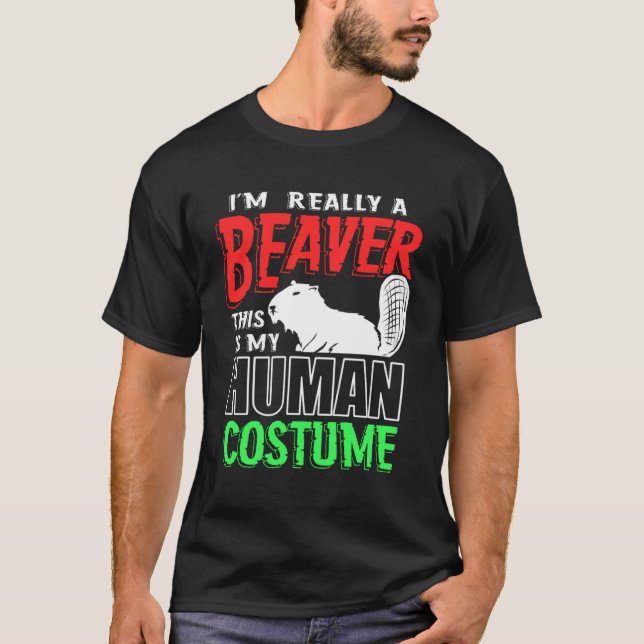 Camiseta Costume de castor humano (Frente)