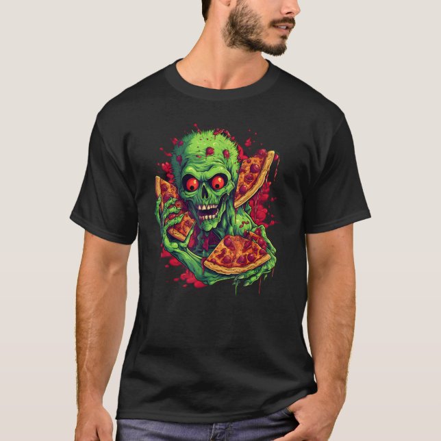 Camiseta Costume de Halloween da Pizza Zombie (Frente)