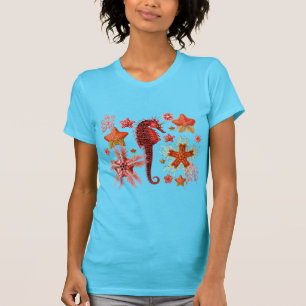 Camiseta COSTUME VERMELHO E MARÍTIMOS EM AQUA BLUE Sea Lif