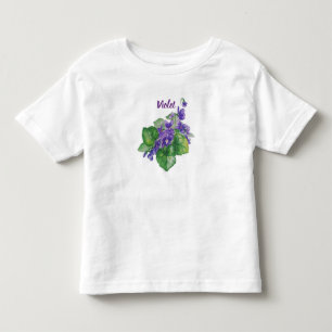 Camiseta Costura de Arte de Flor Violeta Selvagem com Cor d