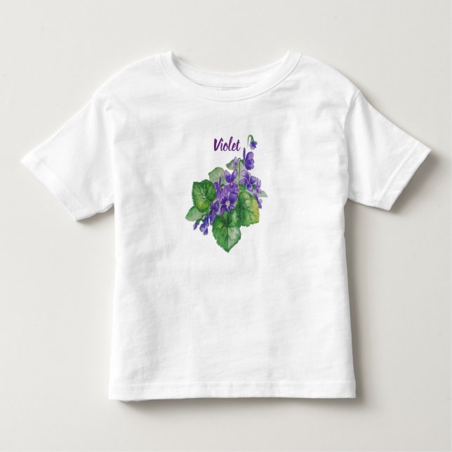 Camiseta Costura de Arte de Flor Violeta Selvagem com Cor d (Frente)
