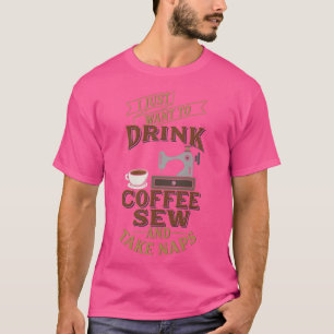 Camiseta Costura Engraçada Só Quer Café De Bebida Pequena T