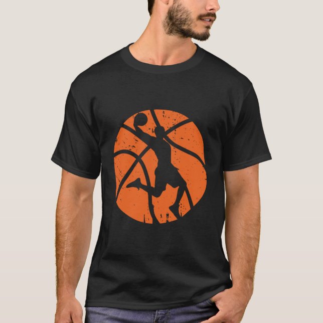 Camiseta Cota Ativa de Mosaico de Basquete Laranja de Basqu (Frente)