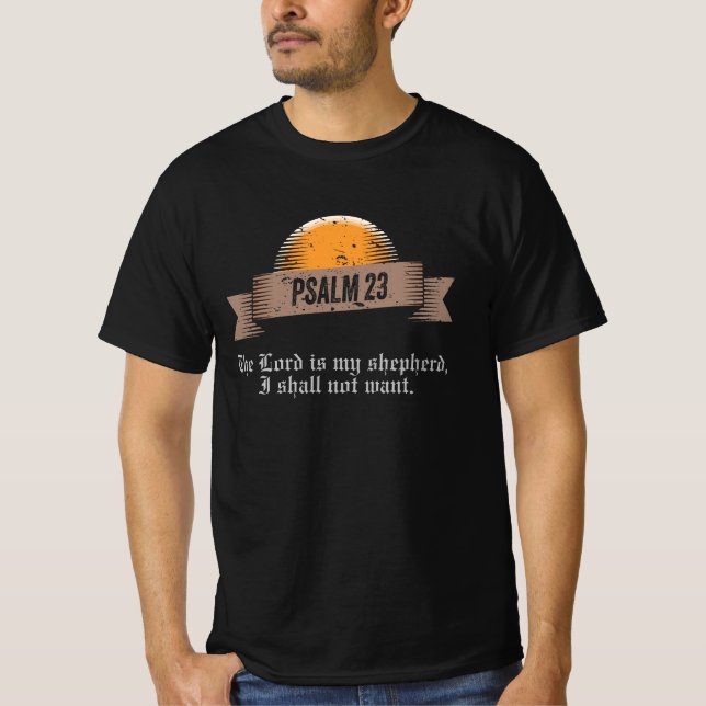 Camiseta Cota de Bíblia do Salm 23 (Frente)
