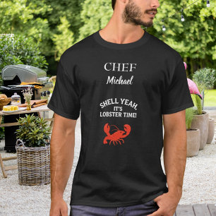 Camiseta Cota de cozinheiros de lagosta vermelha-preta