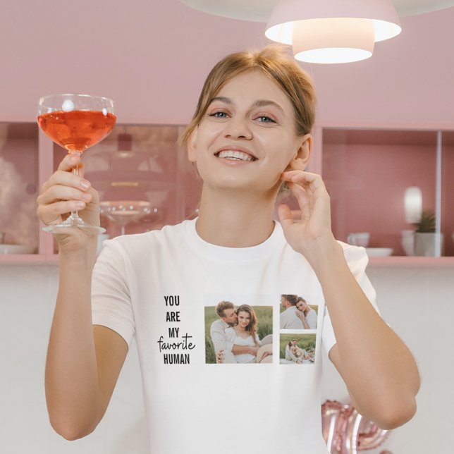 Camiseta Cota de Foto do Casal de Colagem Moderna e Amor Ro (Criador carregado)