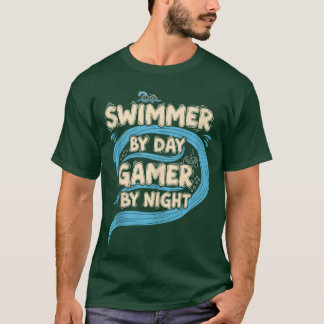 Camiseta Cota de jogos Humor de natação Nadador por dia Jog