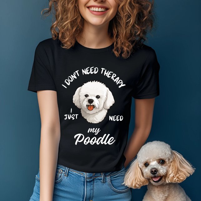 Camiseta Cota Engraçada de Cães com Terapia de Poodle (Criador carregado)