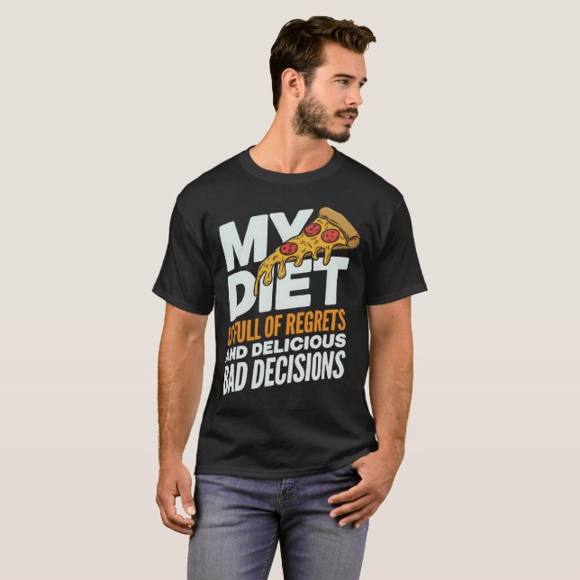 Camiseta Cota Engraçada de Pizza - Minha Dieta Lamenta (Frente Completa)