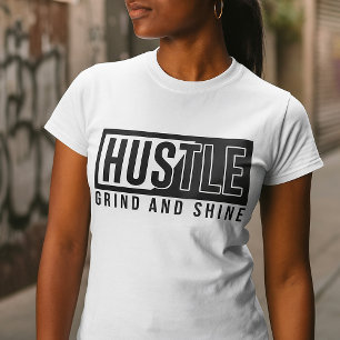 Camiseta Cota Motivacional Hustle Grind e Shine