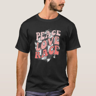 Camiseta Cotação de Carro Retro Wave Peace Love Race Checki