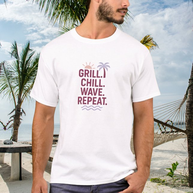 Camiseta Cotação de praia de Grill Chill repito no verão (Criador carregado)