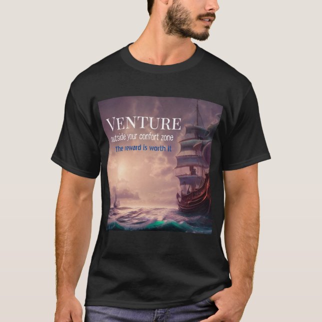 Camiseta Cotação de risco, estilo barco-pirata, (Frente)