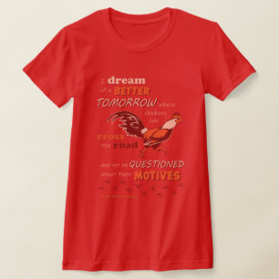 Camiseta Cotação em frango Camisa-T magra para mulheres