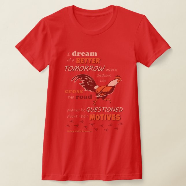 Camiseta Cotação em frango Camisa-T magra para mulheres (Postura )