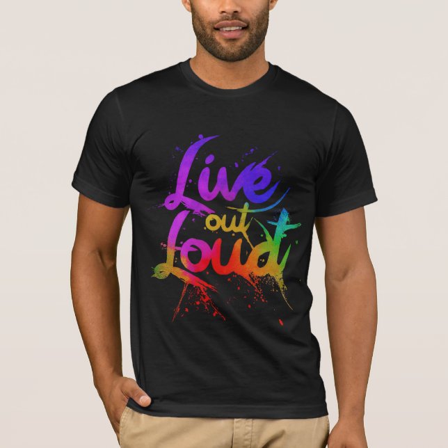 Camiseta Cotação Inspirativa (Live Out Loud)design para rap (Frente)