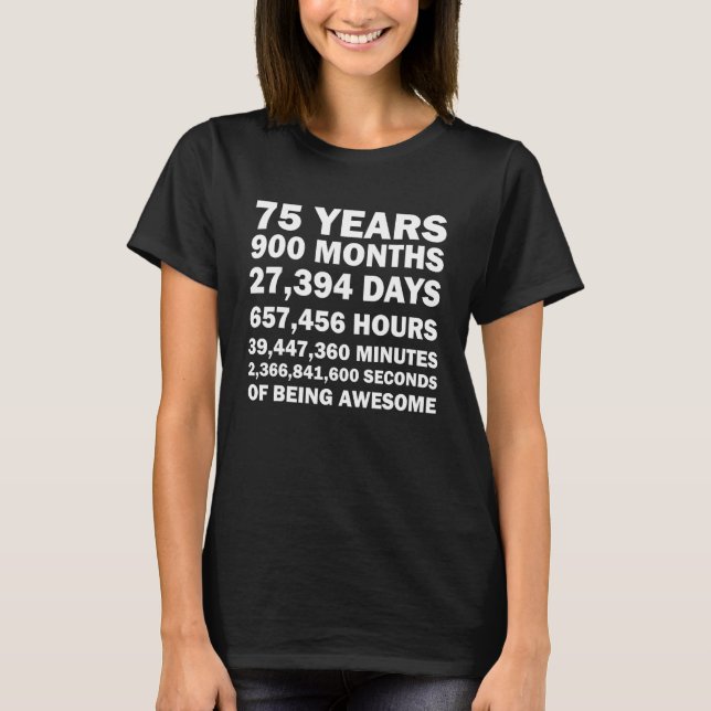 Camiseta Cotações para 75 Anos Aniversário 75 (Frente)