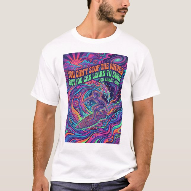 Camiseta cotações surf estilo psicodélico design (Frente)