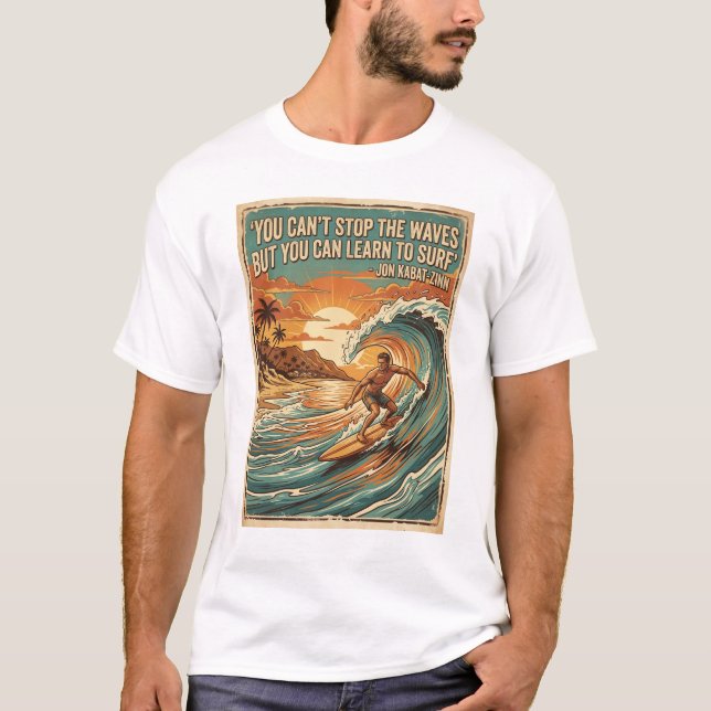 Camiseta cotações surfando estilo retrô design (Frente)