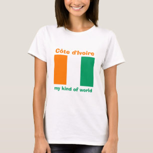 Camiseta Cote d'Ivoire Bandeira + Mapa + Texto