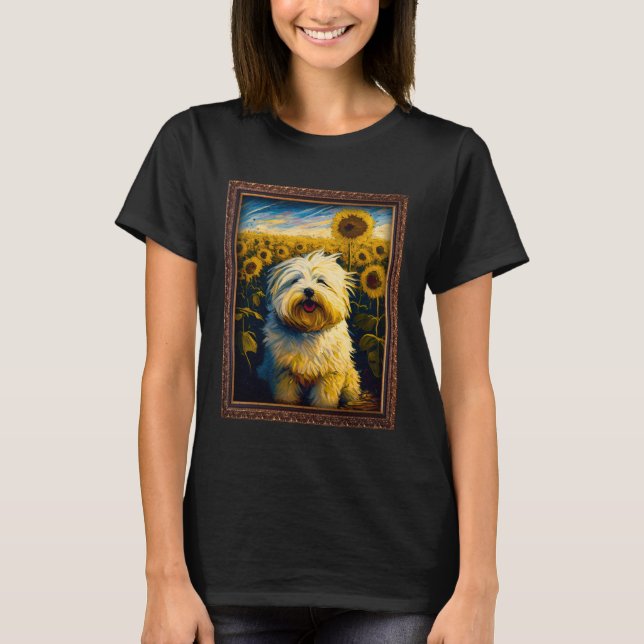 Camiseta Coton De Tulear Painting Sunflower Flower Mom Wome (Frente)
