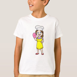 Camiseta Cotor com placa de Cozinhar e luvas de forno