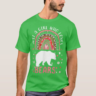Camiseta Cotovelo Bonito Só Uma Menina Que Ama Ursos Leopar