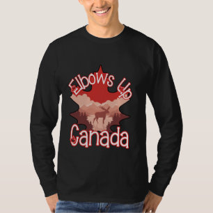 Camiseta Cotovelos Acima Bandeira do Canadá Verdadeiro Nort