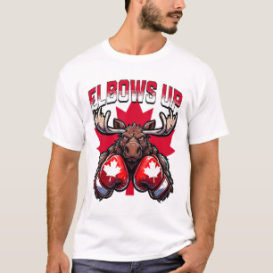 Camiseta Cotovelos Acima Canadá Boxe Alce Folha de Bordo Ca