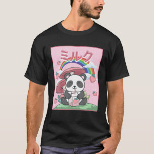 Camiseta Cottagecore Aestético Kawaii Panda Strawberry Mil