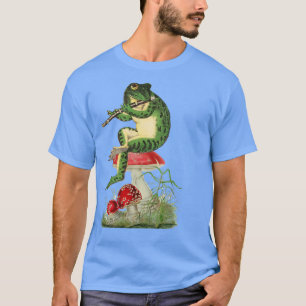 Camiseta Cottagecore Aesthetic Frog On Mushroom Playing Flu