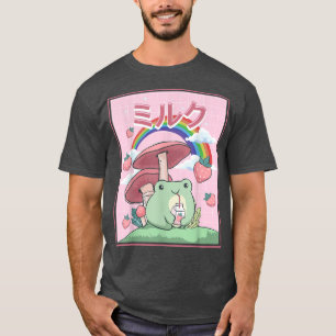 Camiseta Cottagecore Aesthetic Kawaii Frog Drinking Japanes