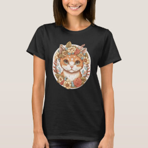 Camiseta Cottagecore Bebê Fofo Gato Filhote Flor