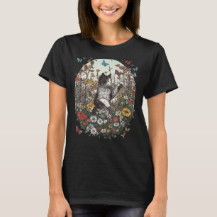 Camiseta Cottagecore Cat Perseguindo O Campo Da Borboleta D