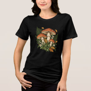 Camiseta Cottagecore Cogumelo e Samambaia Botânico