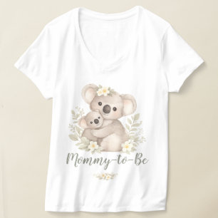 Camiseta Cottagecore Mamãe-Futura Coalá Abraço Chá de Bebê
