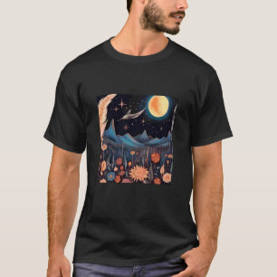 Camiseta Cottagecore Montanha - Paisagem Boho Lua Natureza
