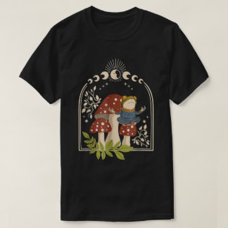 Camiseta Cottagecore Sapo Cogumelo Celestial Fase Zen