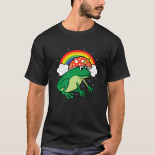 Camiseta Cottagecore Sapo estético do Unicórnio Cogumelo Qu