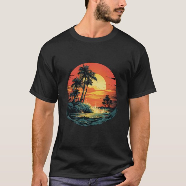 Camiseta Coucher de Soleil et Vagues (Frente)