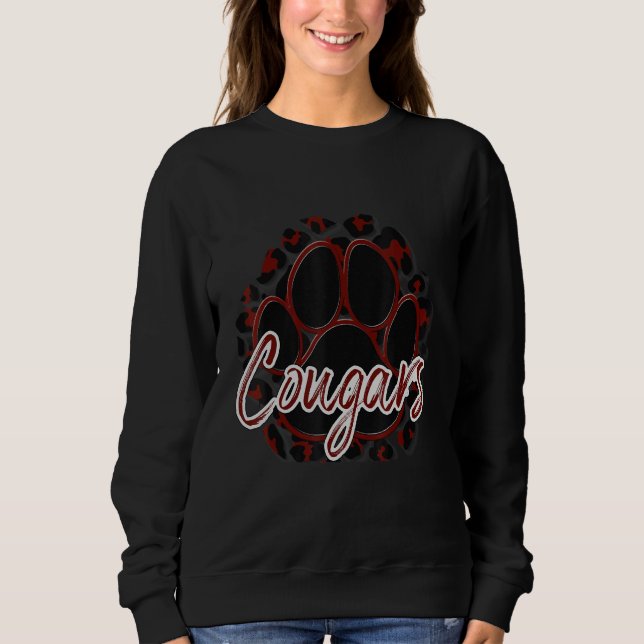 Camiseta Cougar Maroon Black Cheetah School Sports Fan Team (Frente)