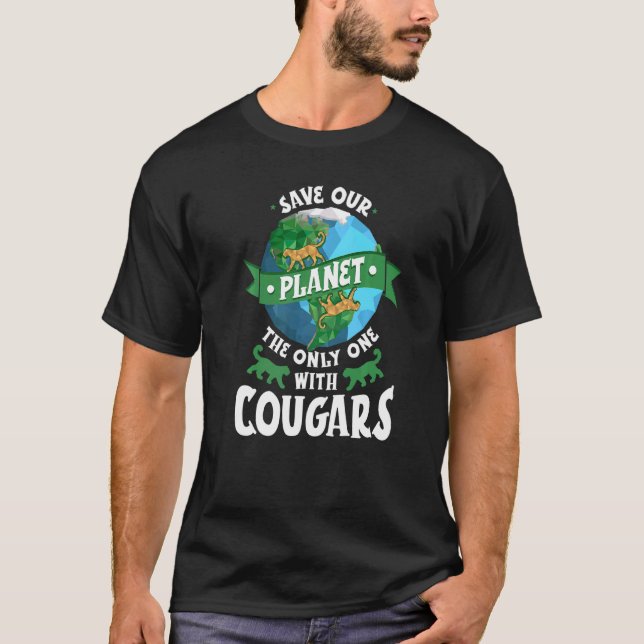 Camiseta Cougar Mountain Lion Animal Cat Cabeça de Gato Sel (Frente)