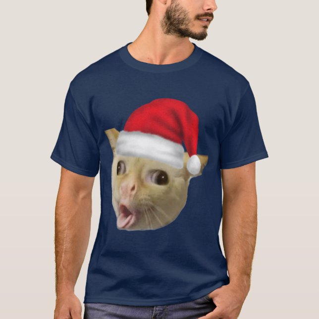 Camiseta Coughing Cat In Christmas Meme friends (Frente)