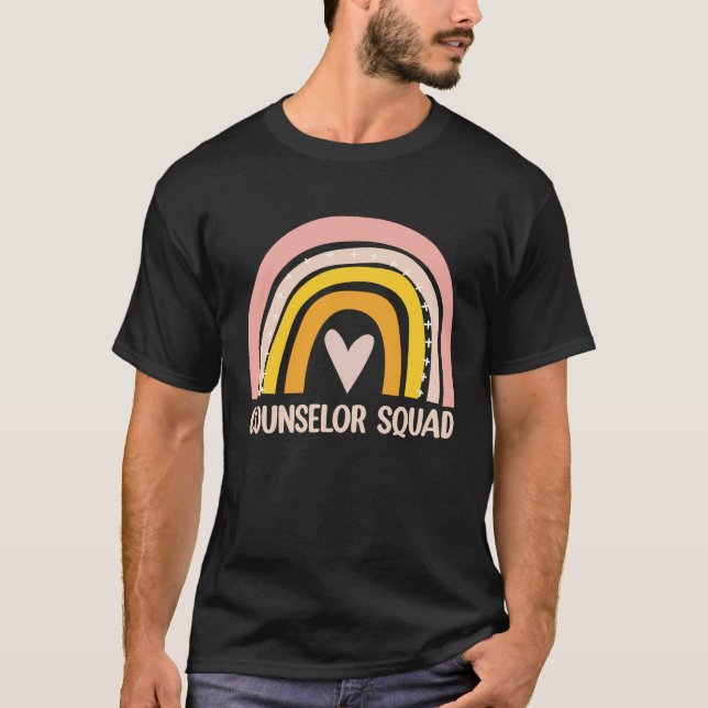 Camiseta Counselor Squad  School Counselor Boho Rainbow (Frente)