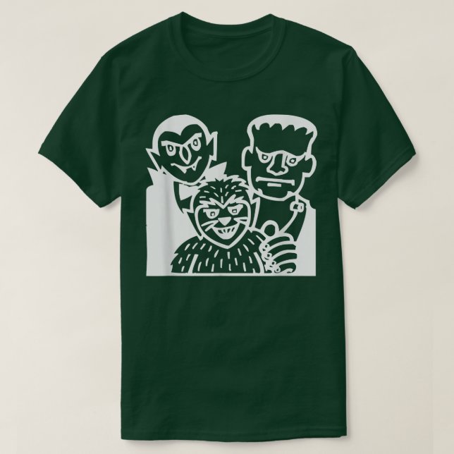 Camiseta Count Dracula, Frankenstein and Wolfman Halloween  (Frente do Design)