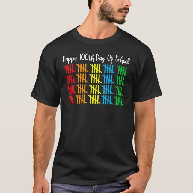 Camiseta counting 100 lines tally marks happy 100th day of  (Frente)