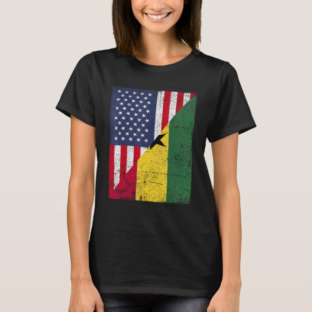 Camiseta Country Flag Design  Half USA Half Ghana (Frente)